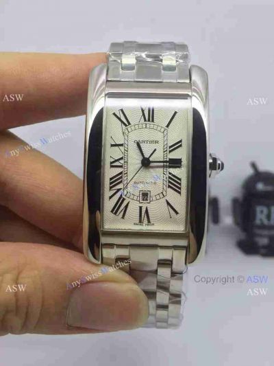 Swiss Replica Cartier Tank Americaine 1713 Stainless Steel Watch